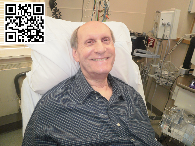 Dave Murray smiling while in the hospital's pre-op unit.